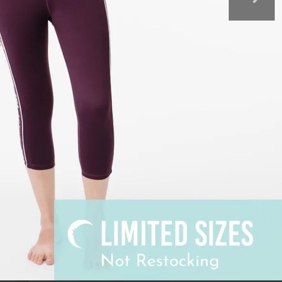 Zyia Active Wear Plum Logo Stripe Light n Tight Hi-rise Crop 17" size 14-16 - Picture 3 of 7